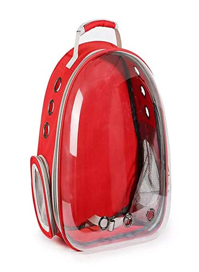 Petlicious & More Pet Transparent Cat Carrier Backpack Puppy Kitty Breathable Carriers for Travel Capsule Backpack (Red) - Image 1